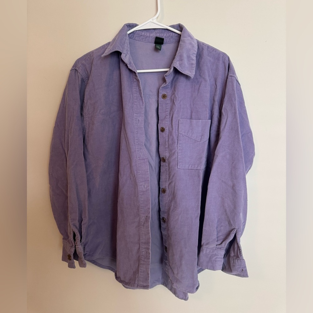 Purple Corduroy Button-Up Shirt